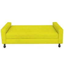Recamier Calçadeira Sofá Lady 1,40cm Casal Baú Quarto Sala material sintético Amarelo -Damaffê Móveis