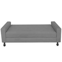 Recamier Calçadeira Sofá Lady 1,60cm Queen Size Baú Quarto Sala Suede Cinza -Damaffê Móveis