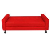 Recamier Calçadeira Sofá Lady 1,95cm King Size Baú Quarto Sala material sintético Vermelho -Damaffê Móveis