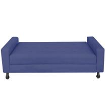Recamier Calçadeira Sofá Lady 1,95cm King Size Baú Quarto Sala Suede Azul Marinho -Damaffê Móveis