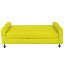 Recamier Calçadeira Sofá Mel 1,40 cm Casal Baú Quarto Sala Suede Amarelo -Damaffê Móveis