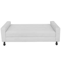 Recamier Calçadeira Sofá Mel 1,40 cm Casal Baú Quarto Sala Suede Branco -Damaffê Móveis