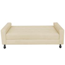 Recamier Calçadeira Sofá Mel 90 cm Solteiro Baú Quarto Sala Suede Bege - Damaffê Móveis