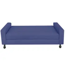 Recamier Calçadeira Sofá Slim 1,40 cm Casal Baú Quarto Sala Suede Azul Marinho -Damaffê Móveis