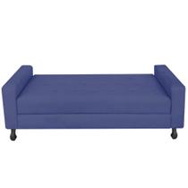 Recamier Calçadeira Sofá Slim 1,60 cm Queen Size Baú Quarto Sala material sintético Azul Marinho -Damaffê Móveis