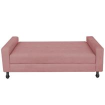 Recamier Calçadeira Sofá Slim 1,60 cm Queen Size Baú Quarto Sala material sintético Rose -Damaffê Móveis