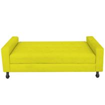 Recamier Calçadeira Sofá Slim 1,95 cm King Size Baú Quarto Sala Suede Amarelo -Damaffê Móveis
