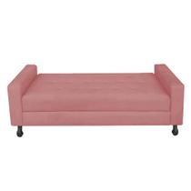 Recamier Calçadeira Sofá Turim 1,00 cm Solteiro Baú Quarto Sala material sintético Rose -Damaffê Móveis