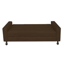 Recamier Calçadeira Sofá Turim 1,40 cm Solteiro Baú Quarto Sala material sintético Marrom -Damaffê Móveis