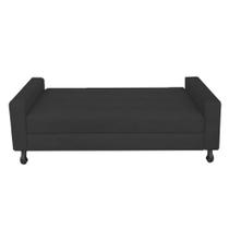 Recamier Calçadeira Sofá Turim 1,40 cm Solteiro Baú Quarto Sala material sintético Preto -Damaffê Móveis