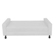 Recamier Calçadeira Sofá Turim 1,60 cm Solteiro Baú Quarto Sala Suede Branco -Damaffê Móveis