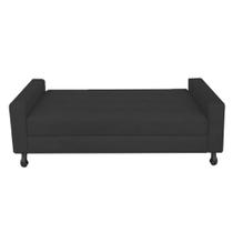 Recamier Calçadeira Sofá Turim 1,60 cm Solteiro Baú Quarto Sala Suede Preto -Damaffê Móveis