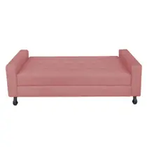 Recamier Calçadeira Sofá Turim 1,95 cm Solteiro Baú Quarto Sala material sintético Rose -Damaffê Móveis Recamier Calçadeira Sofá Turim 1,95 cm Solteiro Baú Quarto Sala material sintético Rose -Damaffê Móveis