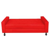 Recamier Calçadeira Sofá Turim 90 cm Solteiro Baú Quarto Sala Suede Vermelho -Damaffê Móveis Recamier Calçadeira Sofá Turim 90 cm Solteiro Baú Quarto Sala Suede Vermelho -Damaffê Móveis