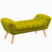 Recamier Calçadeira Solteiro 100cm Ayla Veludo Amarelo - Montanaris Decor