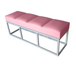 Recamier Casal Rosa Bebê Base De Metal Cinza Square Módena