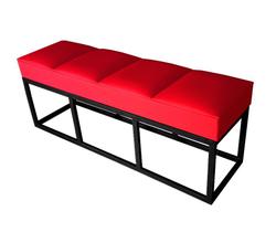 Recamier Casal Vermelho Base De Metal Preto Square Módena