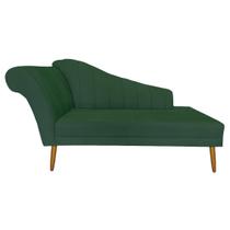 Recamier Cecília Estofado Direito Com Pés Palito Sala de Estar Suede Verde - DL DECOR