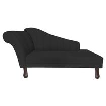 Recamier Cecília Estofado Direito Com Pés Retrô Tabaco Suede Preto - MB DECOR