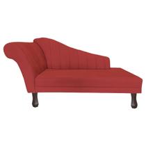 Recamier Cecília Estofado Direito Com Pés Retrô Tabaco Suede Vermelho - MB DECOR