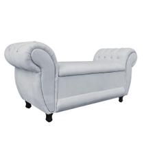 Recamier Com Baú Grécia Namoradeira Calçadeira Suede Cinza