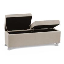 Recamier Com Rodinhas Madri 1,20m Linho Bege - Inova Decor Recamier Com Rodinhas Madri 1,20m Linho Bege - Inova Decor