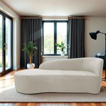 Recamier Curvo Orgânico 140cm 2 Lugares Lado Esquerdo para Sala de Estar Linho Paris Bege Recamier Curvo Orgânico 140cm 2 Lugares Lado Esquerdo para Sala de Estar Linho Paris Bege