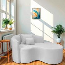 Recamier Curvo Orgânico 150cm 2 Lugares Lado Direito para Sala de Estar Bouclé Londres