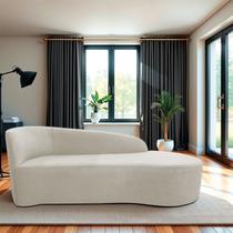 Recamier Curvo Orgânico 160cm 2 Lugares Lado Direito para Sala de Estar em Linho Paris Bege Recamier Curvo Orgânico 160cm 2 Lugares Lado Direito para Sala de Estar em Linho Paris Bege