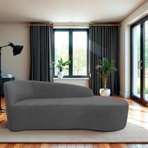 Recamier Curvo Orgânico 160cm 2 Lugares Lado Direito para Sala Estar em Linho Paris