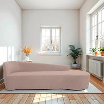 Recamier Curvo Orgânico 180cm 3 Lugares Lado Direito para Sala de Estar em Linho Paris