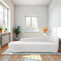 Recamier Curvo Orgânico 180cm 3 Lugares Lado Esquerdo para Sala de Estar Bouclé Paris Branco Recamier Curvo Orgânico 180cm 3 Lugares Lado Esquerdo para Sala de Estar Bouclé Paris Branco