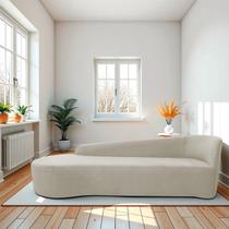 Recamier Curvo Orgânico 180cm 3 Lugares Lado Esquerdo para Sala de Estar Linho Paris Bege Recamier Curvo Orgânico 180cm 3 Lugares Lado Esquerdo para Sala de Estar Linho Paris Bege