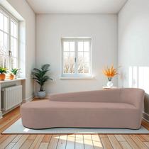 Recamier Curvo Orgânico 180cm 3 Lugares Lado Esquerdo para Sala de Estar Linho Paris
