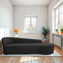 Recamier Curvo Orgânico 200cm 3 Lugares Lado Direito para Sala Estar e Linho Paris