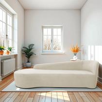 Recamier Curvo Orgânico 200cm 3 Lugares Lado Esquerdo para Sala de Estar Bouclé Paris