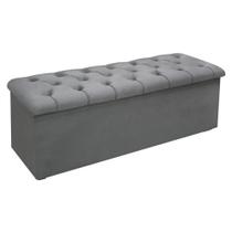 Recamier de Quarto Queen Size Lotus Suede Cinza Simbal