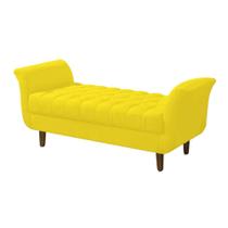 Recamier Decorativa Grécia Pé em Madeira 2 Lugares Sala de Estar Recepção Escritório Suede Amarelo - KDAcanto Móveis