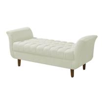 Recamier Decorativa Grécia Pé em Madeira 2 Lugares Sala de Estar Recepção Escritório Tecido Sintético Bege - KDAcanto Móveis