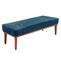 Recamier Decorativo 160cm Kors Veludo Pés de Madeira Azul Marinho G63 - Gran Belo