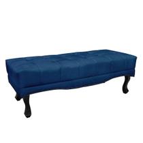 Recamier Decorativo 160cm Loewe Suede Pés de Madeira Azul Marinho G63 - Gran Belo