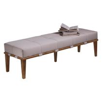 Recamier Decorativo 160cm Martínez Linho Pés Madeira Bege/Natural G62 - Gran Belo