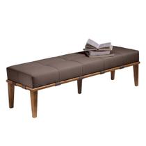 Recamier Decorativo 160cm Martínez Linho Pés Madeira Marrom/Natural G62 - Gran Belo