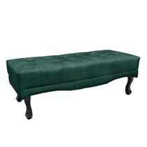 Recamier Decorativo 90cm Loewe Veludo Pés de Madeira Verde Floresta G63 - Gran Belo