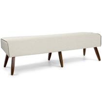 Recamier Decorativo com Pés de Madeira Viseo D02 160 cm Linho Bege D-172 - Lyam Decor Recamier Decorativo com Pés de Madeira Viseo D02 160 cm Linho Bege D-172 - Lyam Decor