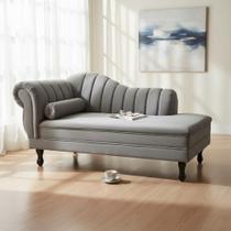 Recamier Decorativo Divã Amsterdã 187cm Lado Direito Suede Cinza Recamier Decorativo Divã Amsterdã 187cm Lado Direito Suede Cinza