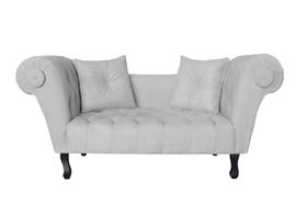 Recamier Decorativo Divã Dubai Couro Branco Pés Madeira Mz Decor Recamier Decorativo Divã Dubai Couro Branco Pés Madeira Mz Decor