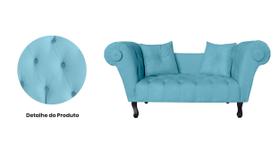 Recamier Decorativo Divã Dubai Suede Azul Turquesa Pés Madeira Mz Decor Recamier Decorativo Divã Dubai Suede Azul Turquesa Pés Madeira Mz Decor