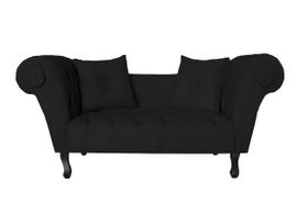 Recamier Decorativo Divã Dubai Suede Preto Pés Madeira Ms Decor Recamier Decorativo Divã Dubai Suede Preto Pés Madeira Ms Decor