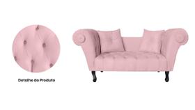Recamier Decorativo Divã Dubai Suede Rosa Bebê Pés Madeira Ms Decor Recamier Decorativo Divã Dubai Suede Rosa Bebê Pés Madeira Ms Decor